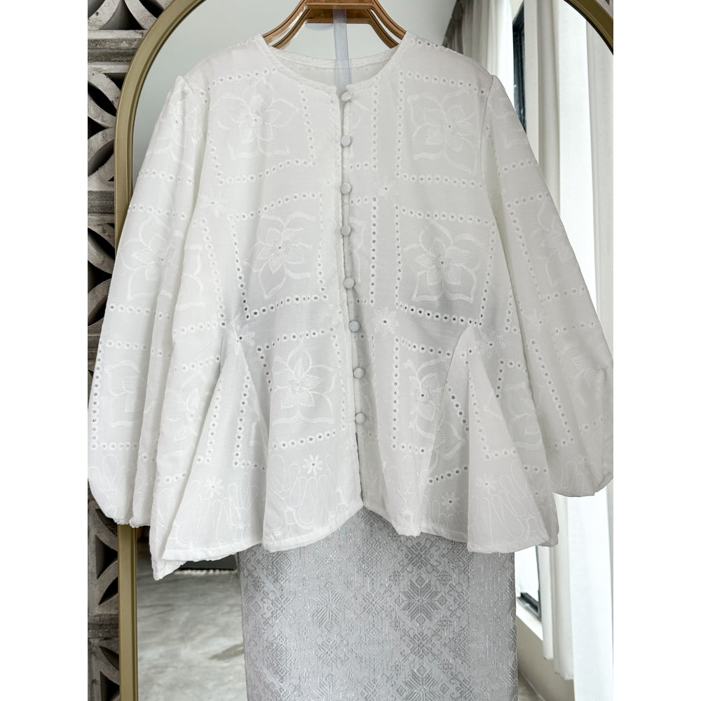 ABC Hakima Embroidery Top in White