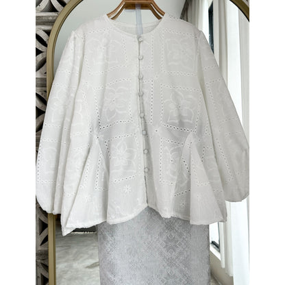 ABC Hakima Embroidery Top in White