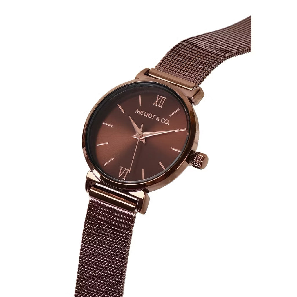Milliot & Co Miller Leather/Mesh Strap Analog Watch