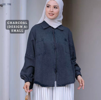 HW [TOP ONLY] Margo Oversize Zip Up Denim Jacket
