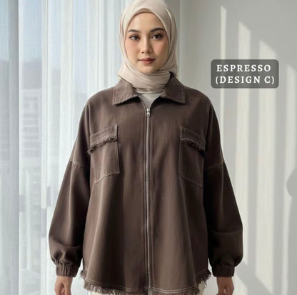 HW [TOP ONLY] Margo Oversize Zip Up Denim Jacket