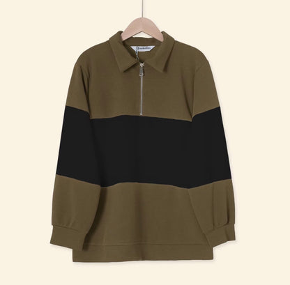 YM Stripe Polo Waffle Top