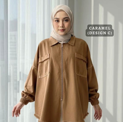 HW [TOP ONLY] Margo Oversize Zip Up Denim Jacket
