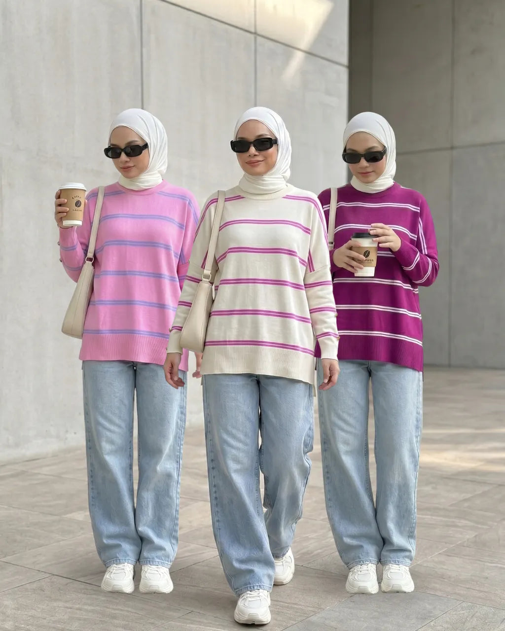 HW [TOP ONLY] Qeela Stripe Basic Knitwear Blouse