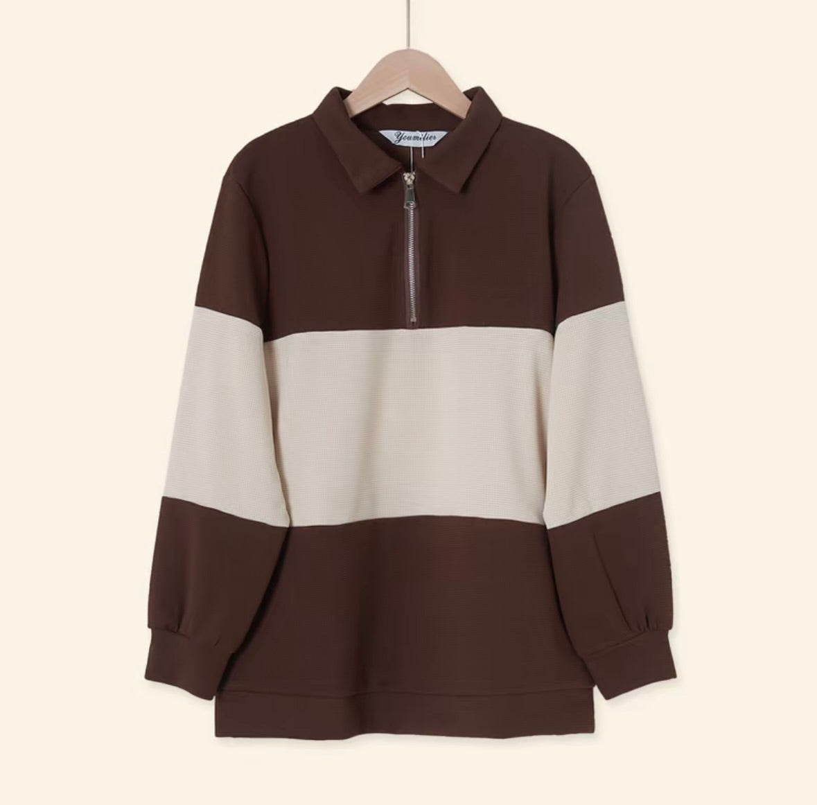 YM Unisex Stripe Polo Waffle Top