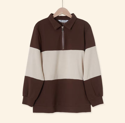 YM Unisex Stripe Polo Waffle Top