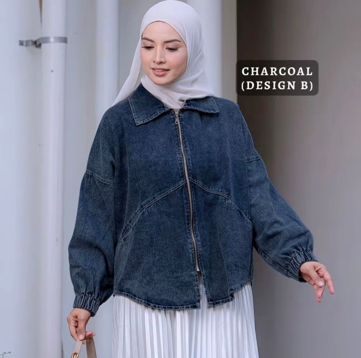 HW [TOP ONLY] Margo Oversize Zip Up Denim Jacket