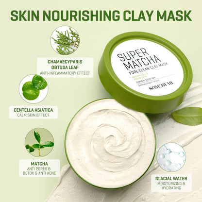 SBM Super Matcha Pore Care All In One Set (Matcha Toner 150ml+Serum 50ml+Clay Mask 100g+Cleansing Gel 100ml)