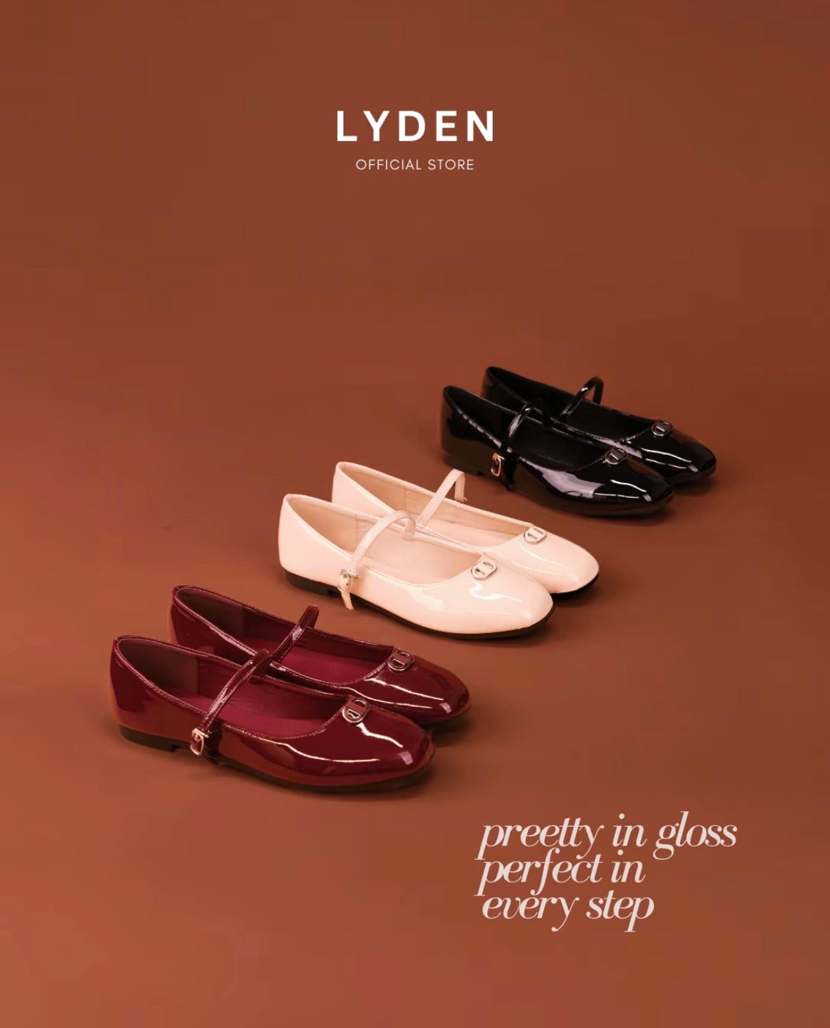 LYDEN Clara Glossy Strap Flats Series