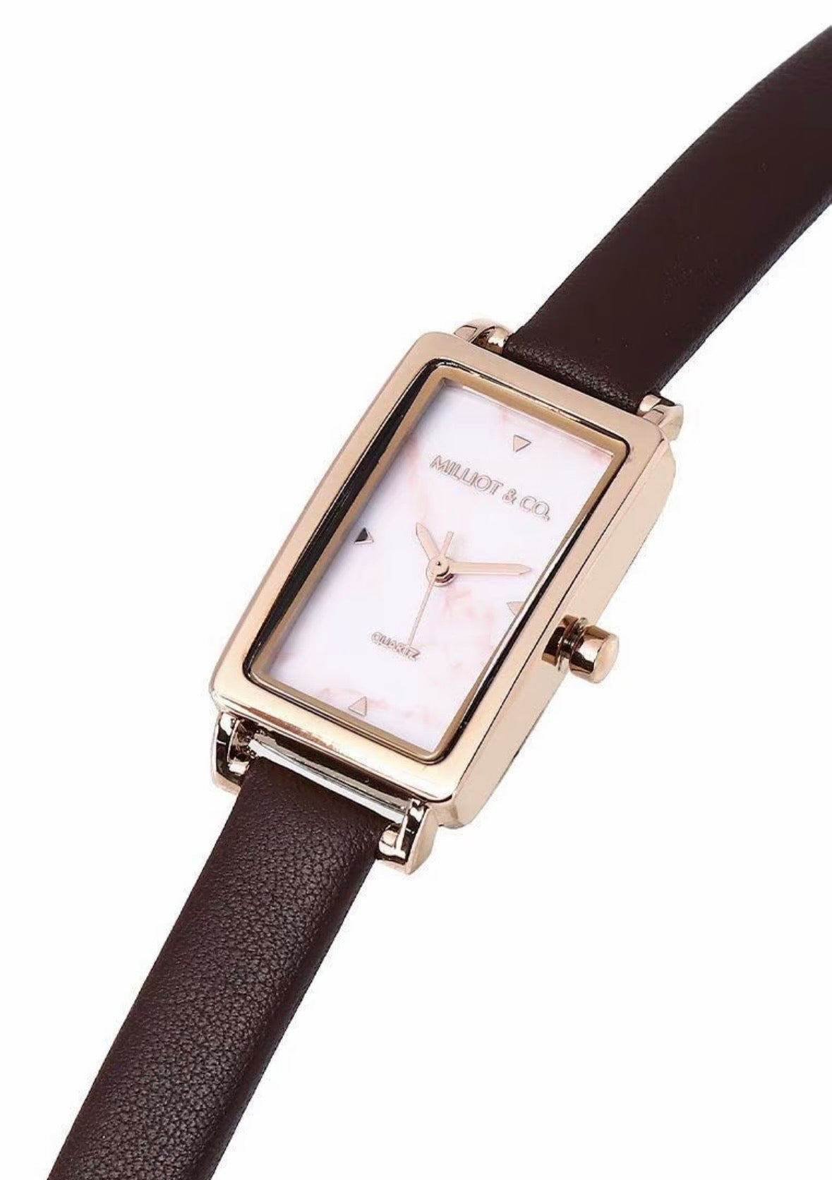 Milliot & Co Raven Stainless Steel Leather Watch