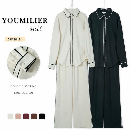 YM French Pant Set - Free/Plus Size