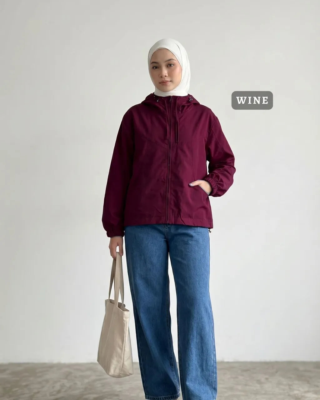 HW [TOP ONLY] Miley Plain Hoodie Jacket Windbreaker