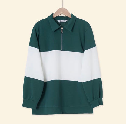 YM Stripe Polo Waffle Top