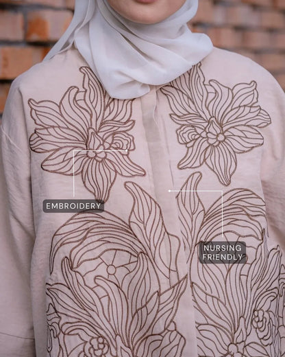 HW Lily Embroidery Velvet Blouse With Palazzo Skirt