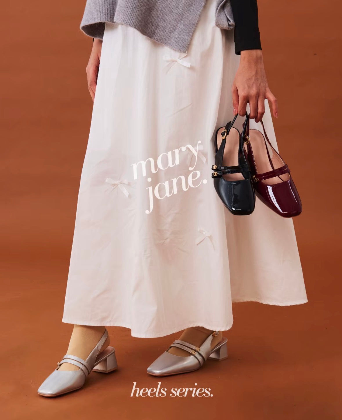 LYDEN Mary Jane Glossy Heels (5cm)