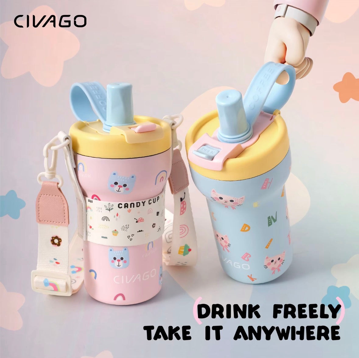 CVG Ceramic Mini Fridge Vacuum Tumbler with Straw (22oz/660ml)
