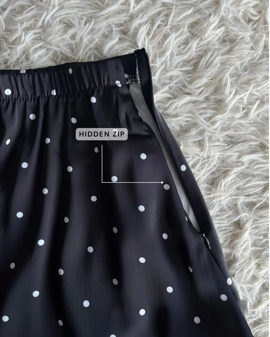 HW Emy Polka Dot Flowy Satin Flared Long A-cutting Skirt