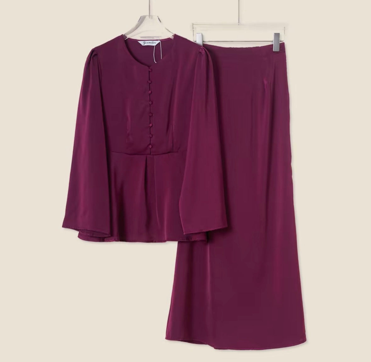 YM Jenna/Susie Satin Kurung Set (Blouse & Skirt) - Free Size / Plus Size