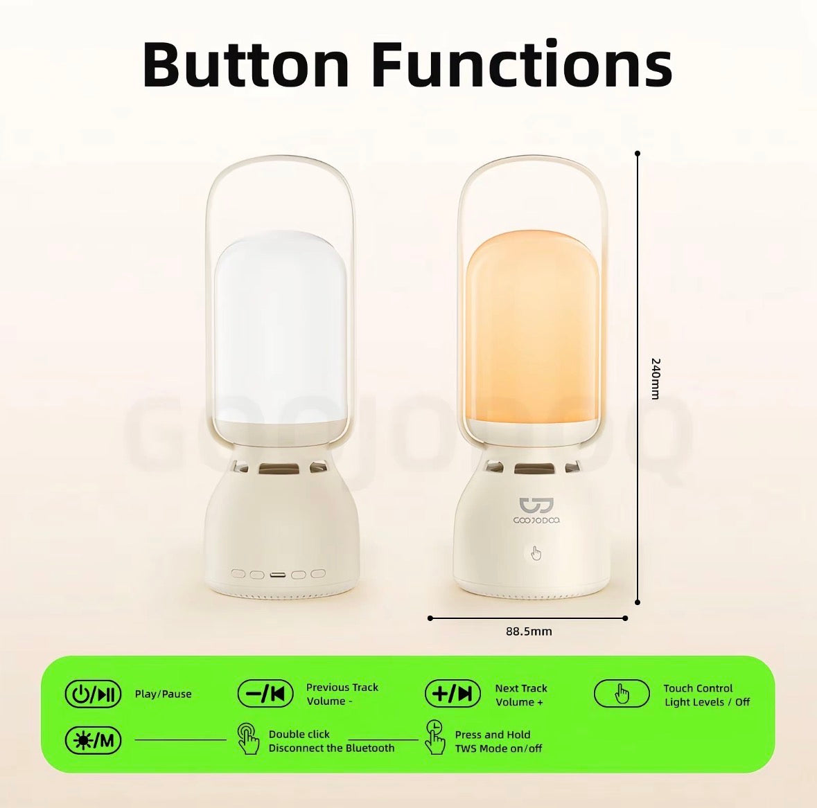 GJDQ Night Lamp + Portable Speaker