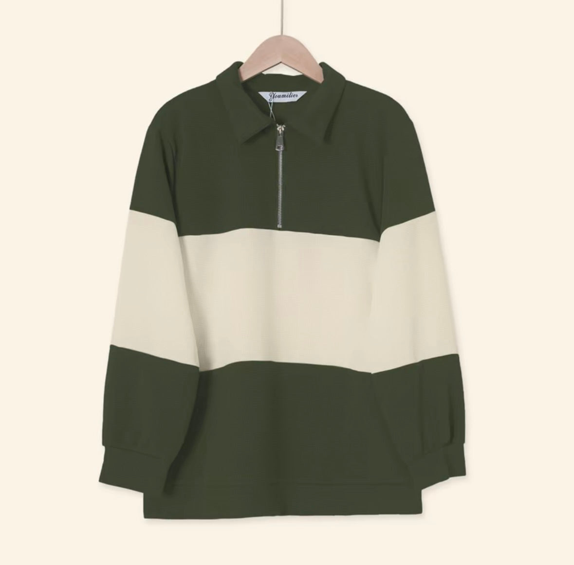 YM Unisex Stripe Polo Waffle Top