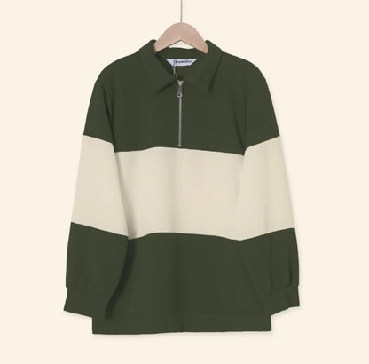 YM Unisex Stripe Polo Waffle Top
