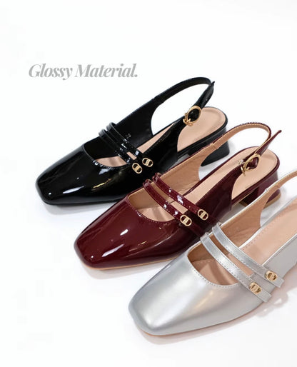 LYDEN Mary Jane Glossy Heels (5cm)