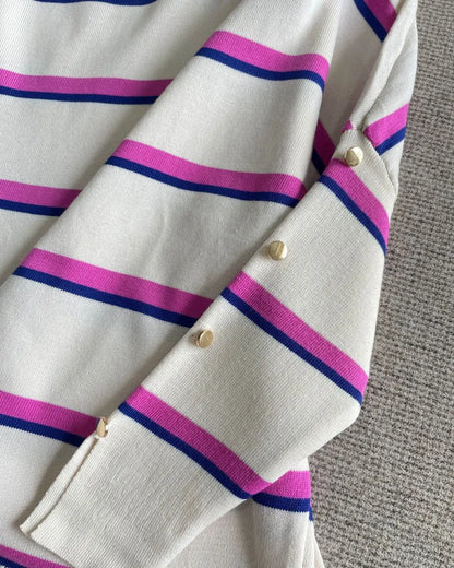 HW [TOP ONLY] Qeela Stripe Basic Knitwear Blouse