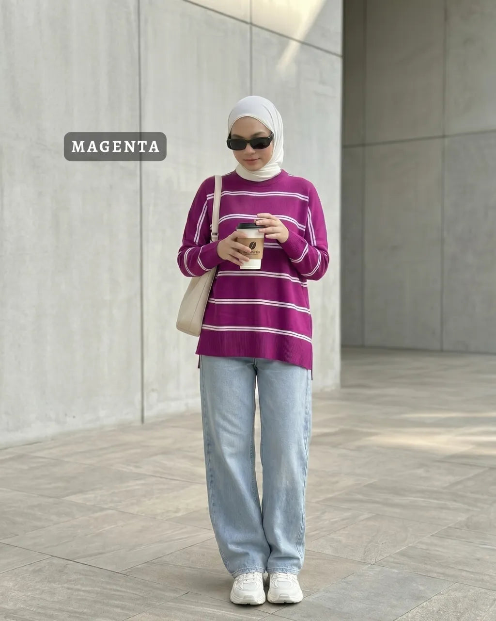 HW [TOP ONLY] Qeela Stripe Basic Knitwear Blouse