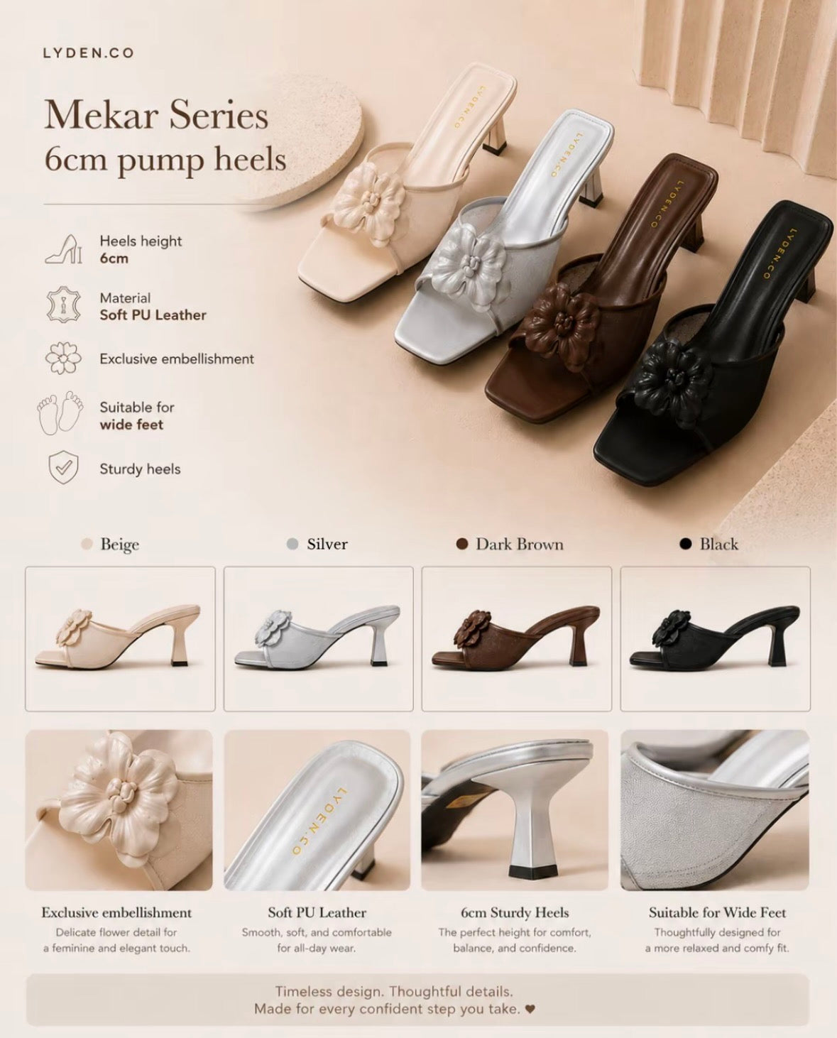 LYDEN Mekar Garden 6cm Pump Heels
