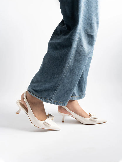 H2U Winnie Bow Flared Heels
