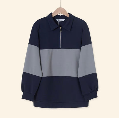 YM Unisex Stripe Polo Waffle Top