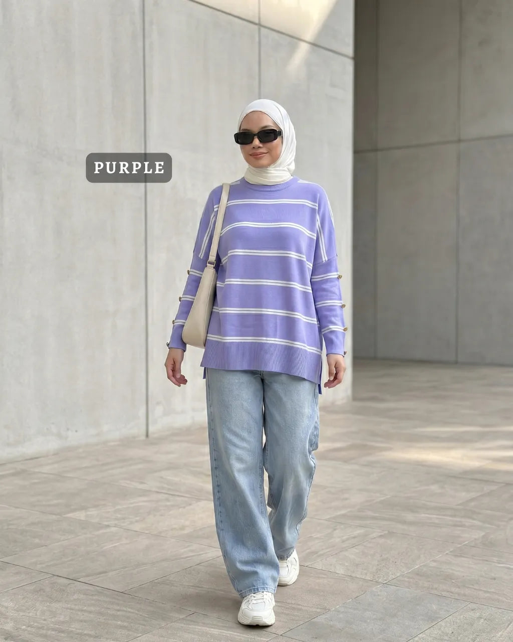 HW [TOP ONLY] Qeela Stripe Basic Knitwear Blouse