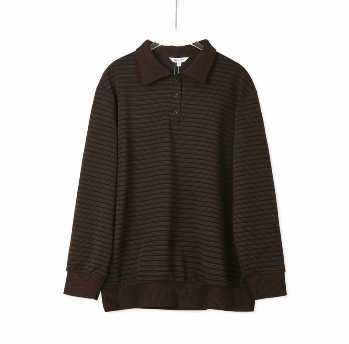 YM Brit Striped Ribbed Polo Shirt - Free Size/Plus Size