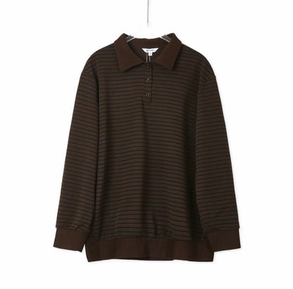 YM Brit Striped Ribbed Polo Shirt - Free Size/Plus Size