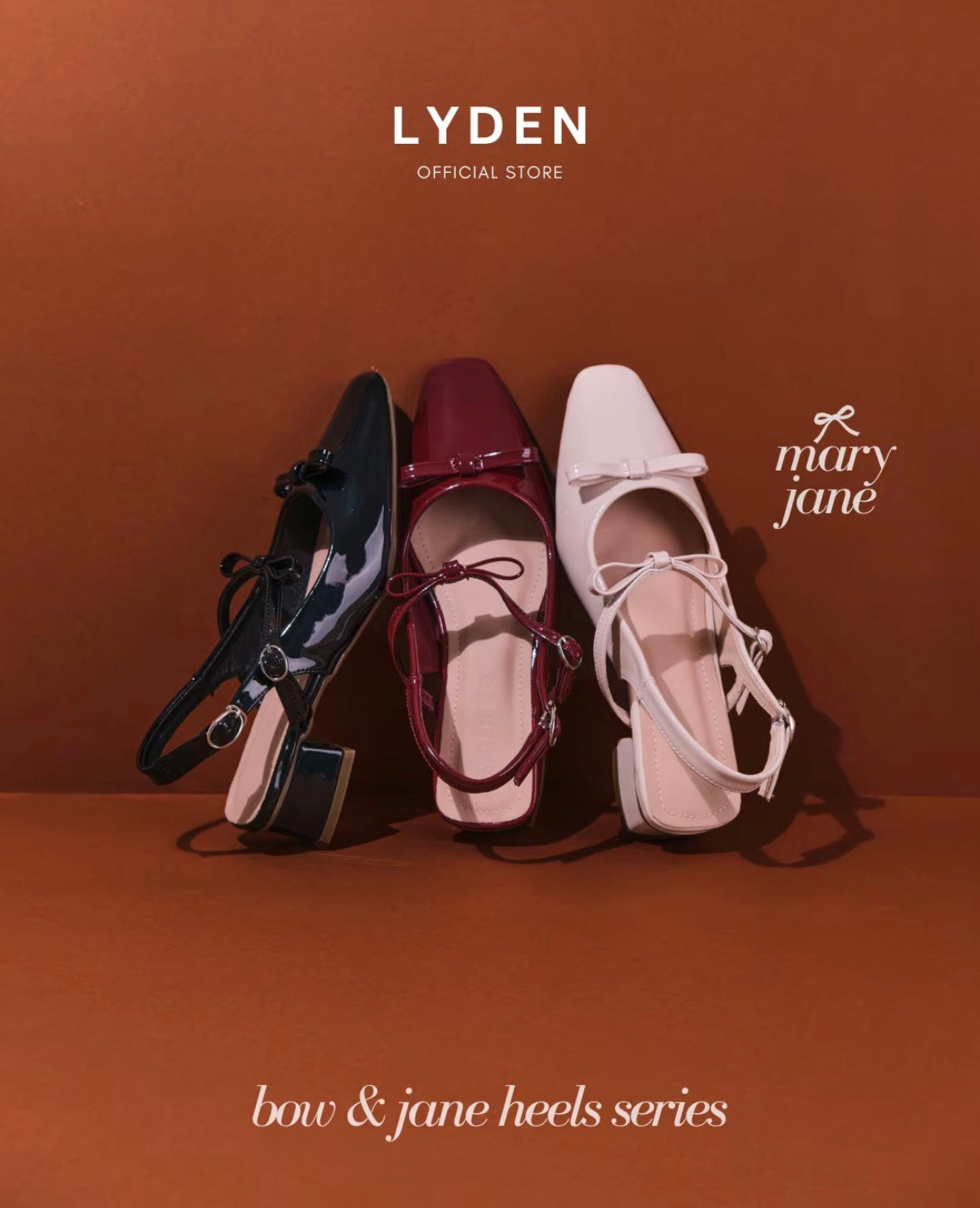 LYDEN Mary Jane Bow and Jane 4cm Pump Heels Series