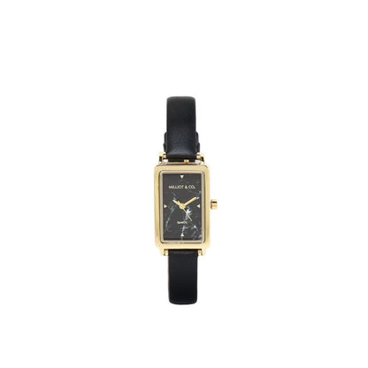 Milliot & Co Raven Stainless Steel Leather Watch