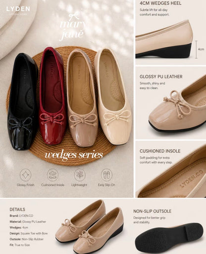 LYDEN Mary Jane Glossy Wedges