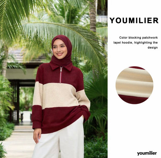 YM Stripe Polo Waffle Top