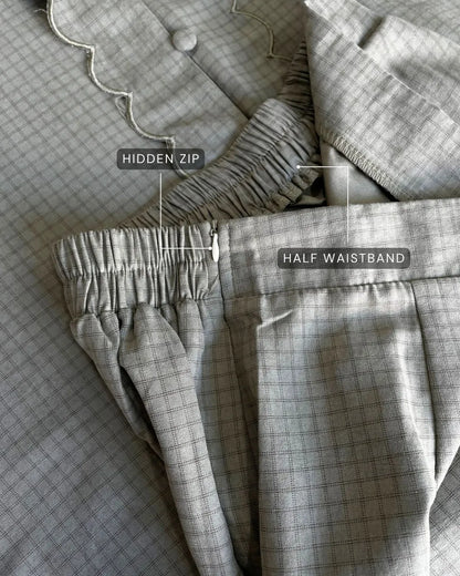 HW Haya Checkered Loose Kebarung With Embroidery