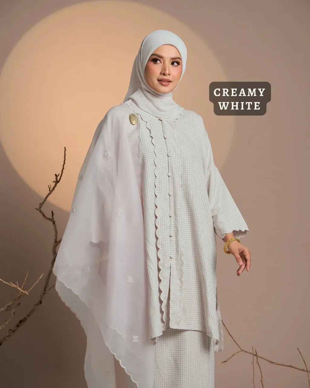 HW Haya Checkered Loose Kebarung With Embroidery