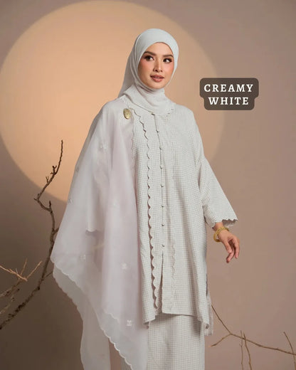 HW Haya Checkered Loose Kebarung With Embroidery