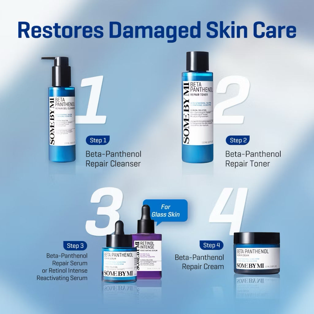 SBM Beta-Panthenol Repair 4 Set (Toner+Serum+Cream+Gel Cleanser)