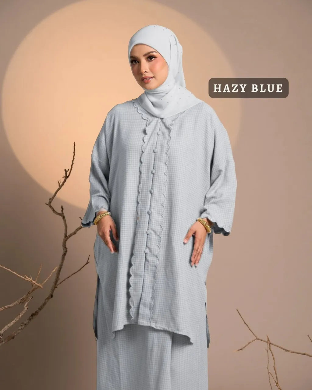 HW Haya Checkered Loose Kebarung With Embroidery