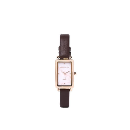 Milliot & Co Raven Stainless Steel Leather Watch