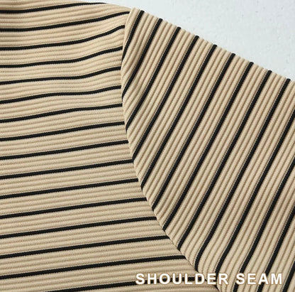 YM Brit Striped Ribbed Polo Shirt - Free Size/Plus Size
