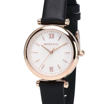 Milliot & Co Endora Rose Gold Leather Strap Watch