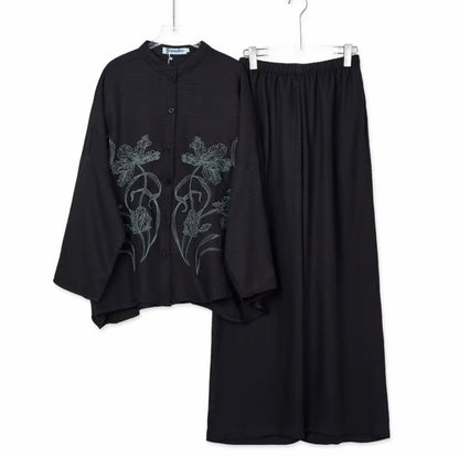 YM Jesnita Floral Embroidery Set Pants (Free Size/Plus Size)