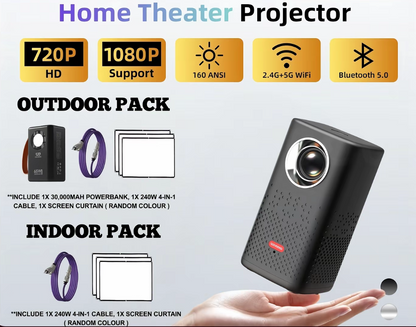 GJDQ AC1091 Portable Projector (Silver)