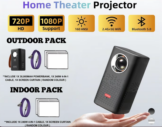 GJDQ AC1091 Portable Projector (Silver)