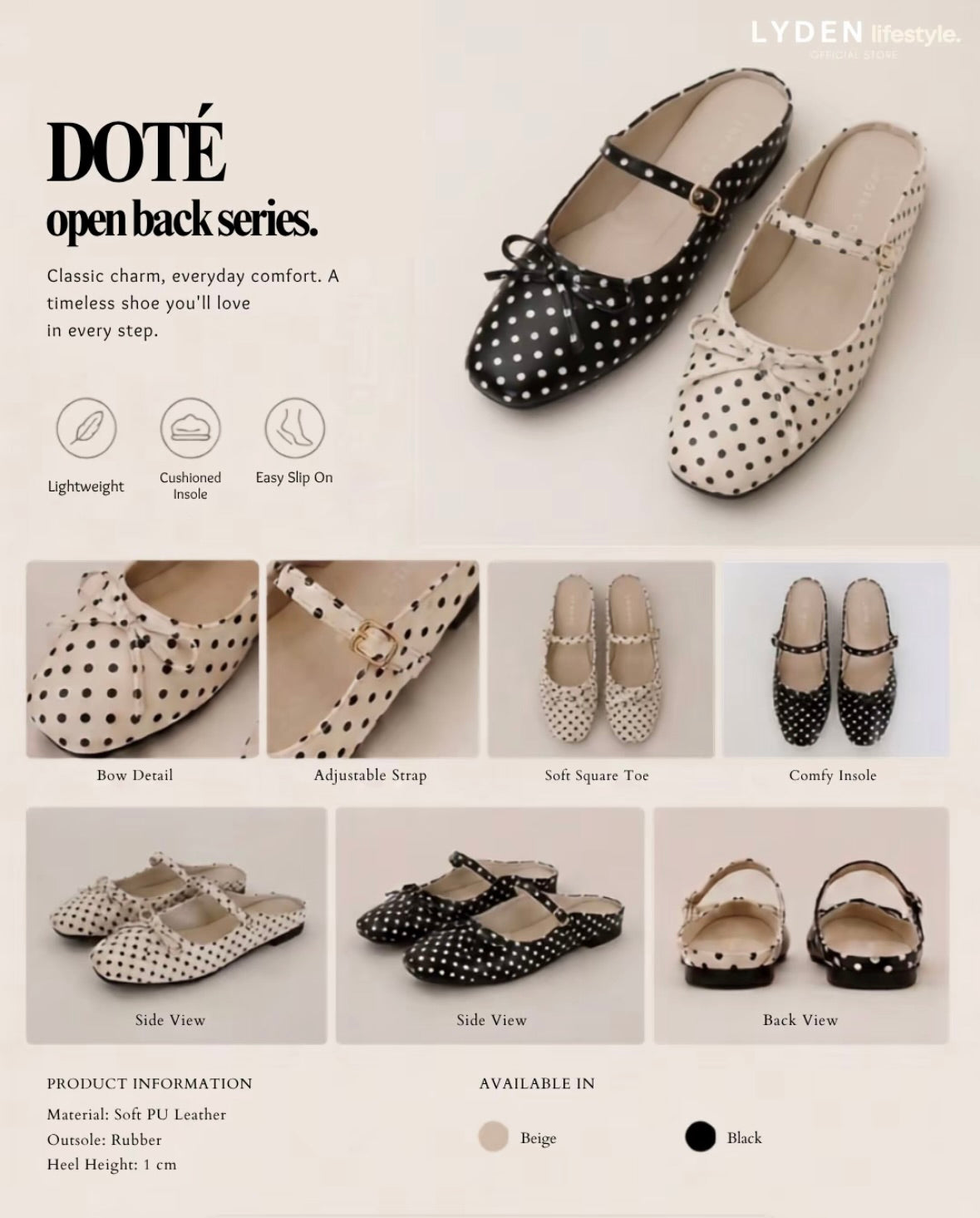 LYDEN Doté Open Back Flats